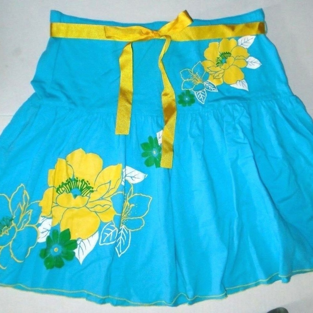 Ribbon Elastic Waist Fun Ramie Cotton Skirt